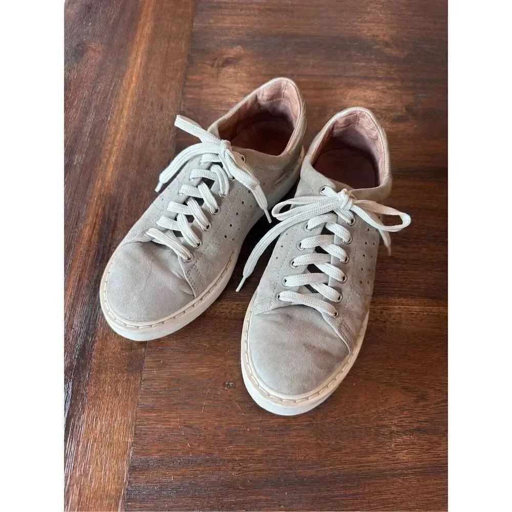 Halogen ladies leather sneaker in gray